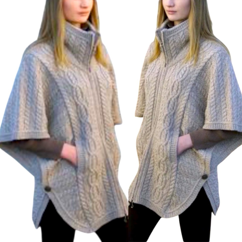 INIS Crafts 💯 Marino Wool Made Ireland Cape Size S|M
